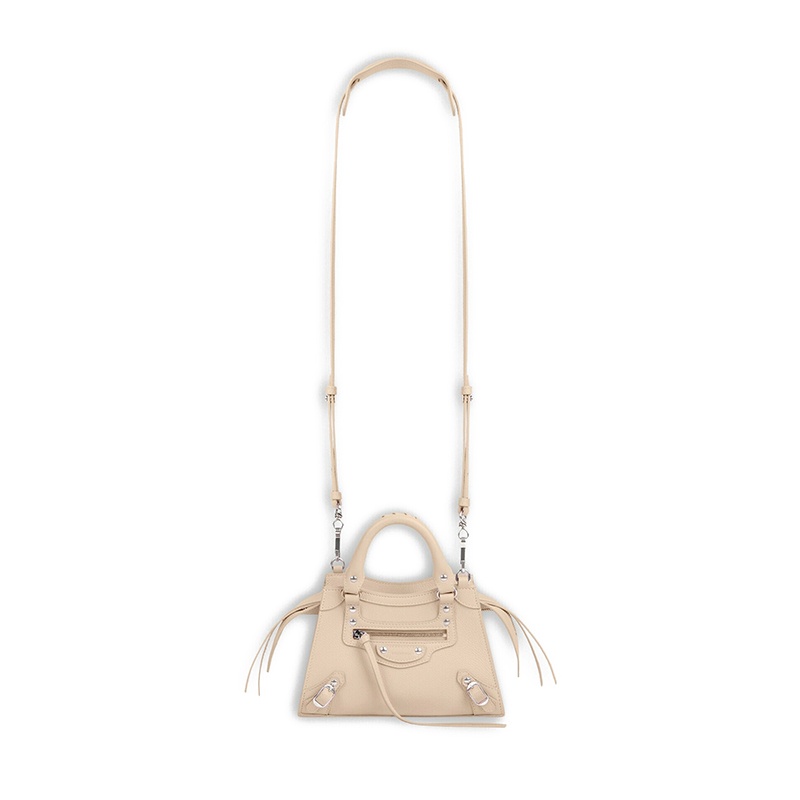 商品Balenciaga|Balenciaga/巴黎世家 春夏新款 TOP HANDLE NEO CLASSIC 系列 女士迷你浅米色粒面小牛皮可拆卸肩带手提单肩包63852415Y4Y9608,价格¥11985,第3张图片详细描述