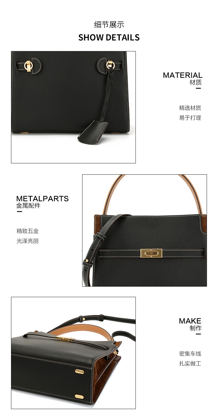 商品[国内直发] Tory Burch|TORY BURCH Lee Radziwill Double哑光高级精致 牛皮 单肩斜挎手提包 小号 女款 黑色,价格¥6664,第7张图片详细描述