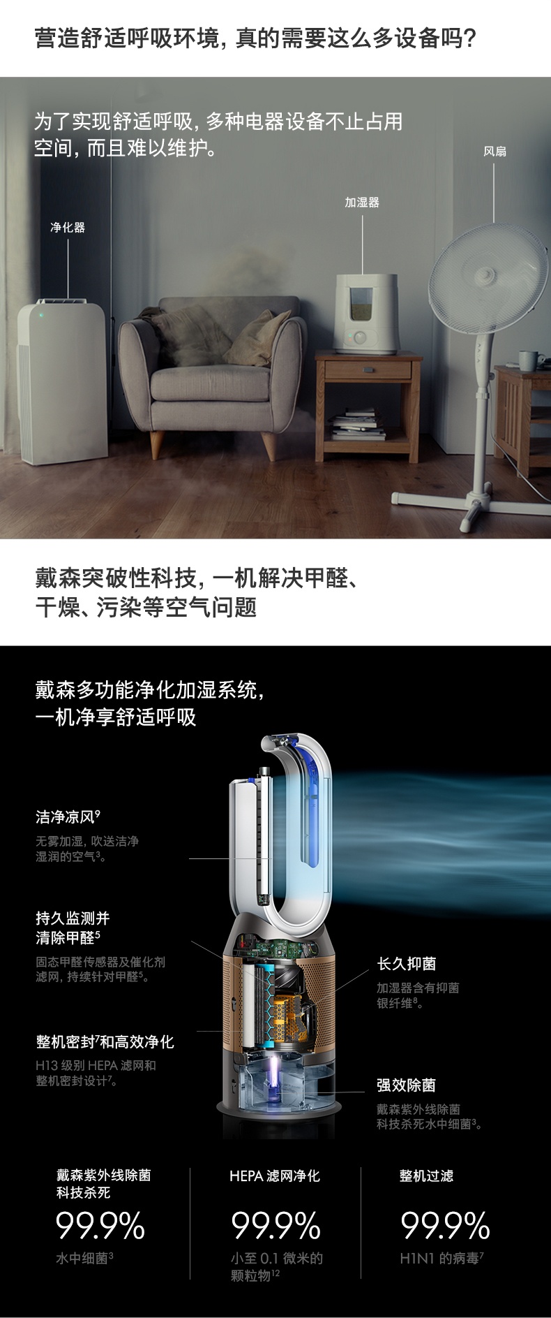 商品[国内直发] Dyson|戴森|PH04无雾除菌加湿器孕妇婴儿卧室家用空气净化器除甲醛,价格¥11041,第4张图片详细描述