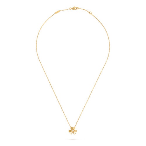 商品Van Cleef & Arpels| Van Cleef & Arpels/梵克雅宝 经典Frivole®系列 迷你18K金黄金三瓣花朵镶钻项链 VCARP0J100,价格¥16043,第2张图片详细描述