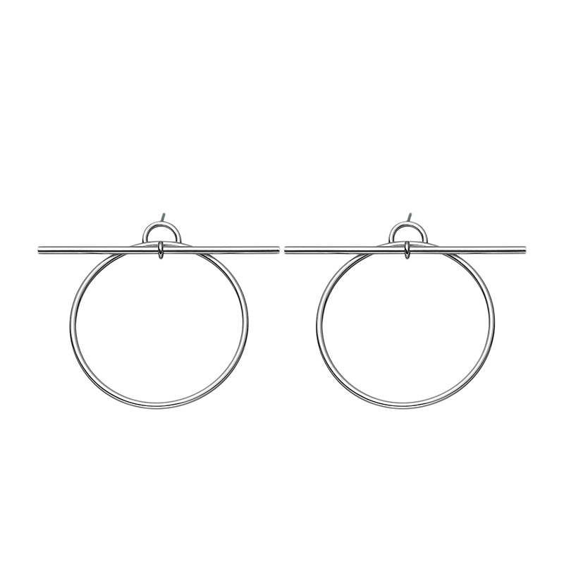 商品Hermes|HERMES/爱马仕 经典Loop系列 中号925银圈形耳环H114504B,价格¥4631,第2张图片详细描述