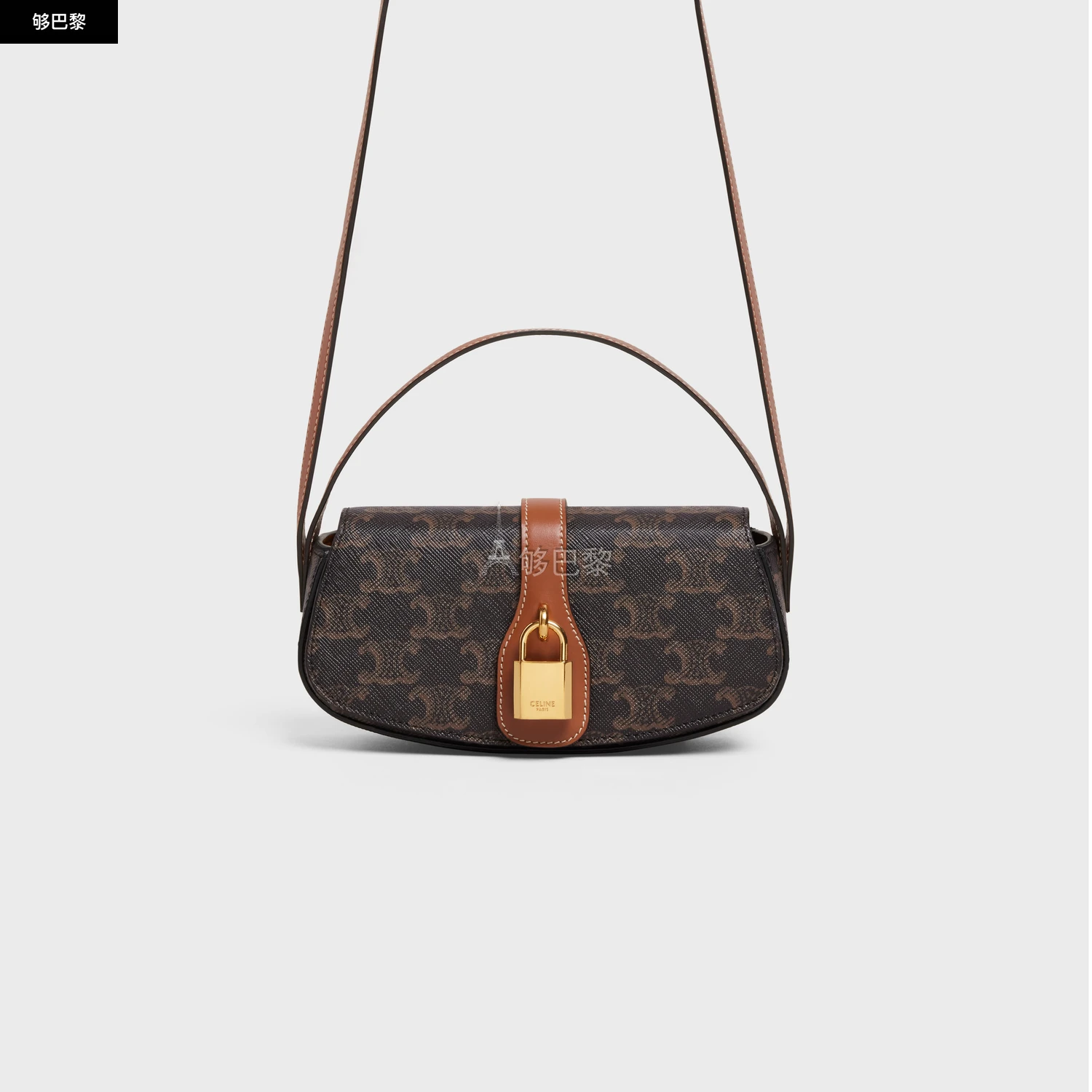 商品Celine|【预售】 赛琳 25春夏 女士 单肩包 TABOU标志印花牛皮革饰带手包 10I592DQ2.04LU ,价格¥10088,第3张图片详细描述