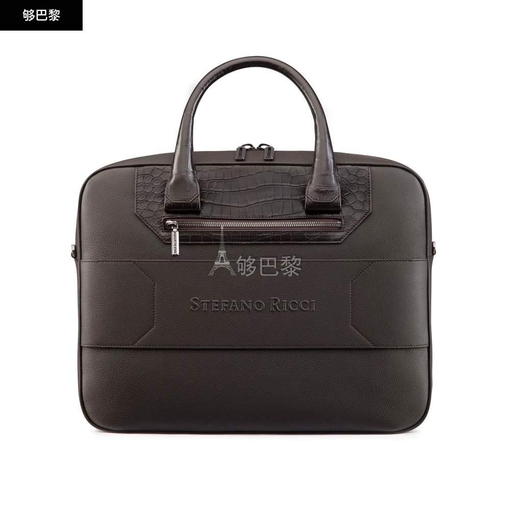 商品Stefano Ricci|【预售】 史蒂芬 25春夏 男士 公文包 Calfskin and matted crocodile business bag ND225R5TU-MRCS.M019 ,价格¥56338,第5张图片详细描述
