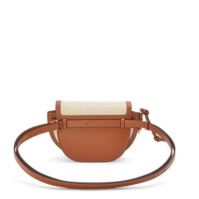 商品Loewe|LOEWE/罗意威 21秋冬款 Gate系列 女士迷你米色/棕褐色徽标提花小��牛皮翻盖单肩斜跨包A650N46X10-2426,价格¥9720,第5张图片详细描述