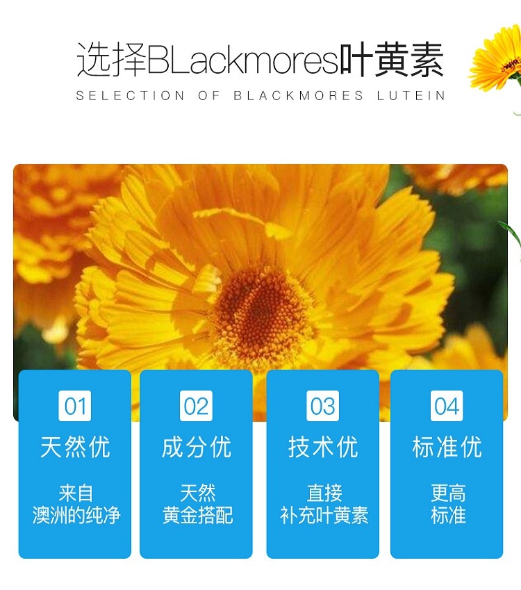 商品Blackmores| 澳洲blackmores叶黄素片中老年成人保护视力眼睛新款BM越橘蓝莓片,价格¥139,第6张图片详细描述