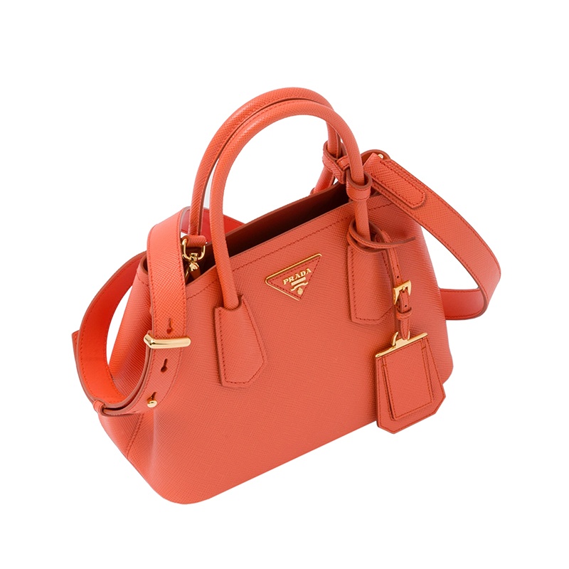 商品Prada|PRADA/普拉达 22新款 Prada Double系列 女士mini橙色saffiano皮革金扣徽标单肩斜跨手提包1BG443_2A4A_F0049_V_XOO,价格¥22858,第3张图片详细描述