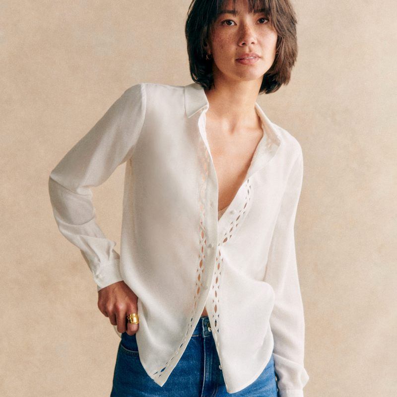 商品SEZANE|Sezane 女士奶油色真丝衬衫,价格¥990,第5张图片详细描述
