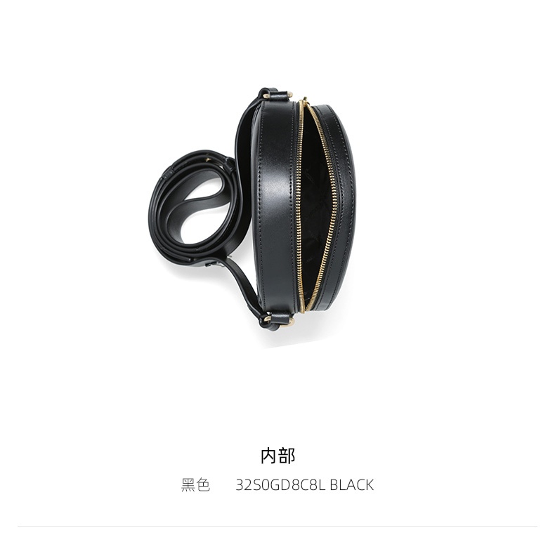 商品Michael Kors|Michael Kors DELANCEY中号女士牛皮革单肩斜挎圆饼�包 32S0GD8C8L-BLACK,价格¥1364,第6张图片详细描述
