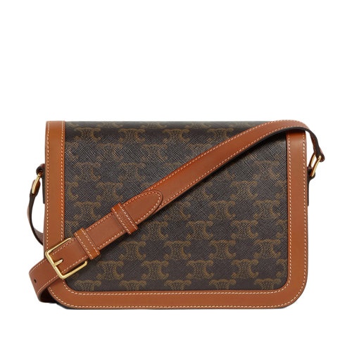 商品Celine|赛琳 经典TRIOMPHE系列 女士中号凯旋帆布黄褐色小牛皮饰边金扣斜挎单肩包191242BZ4.04LU,价格¥23662,第3张图片详细描述