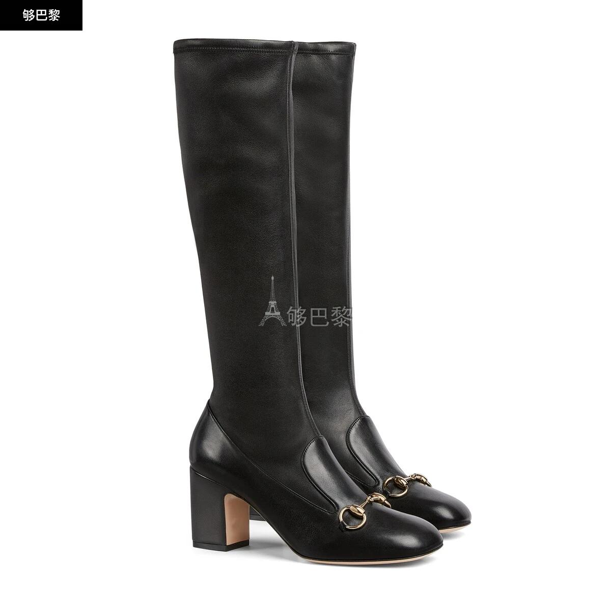 商品Gucci|【预售】 古驰 25春夏 女士 高筒靴 女士马衔扣长靴 794330 AADP3 1000 ,价格¥15064,第6张图片详细描述