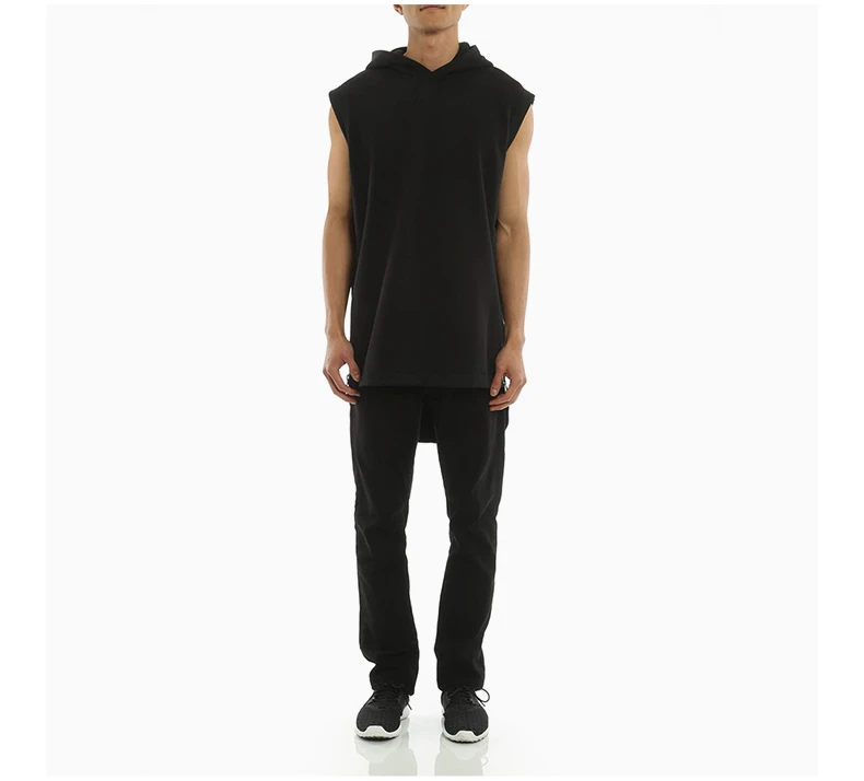 商品Givenchy|GIVENCHY 男士黑色棉质大码侧面拉链细节和不规则下摆无袖连帽卫衣 16S7219653-001,价格¥3287,第5张图片详细描述