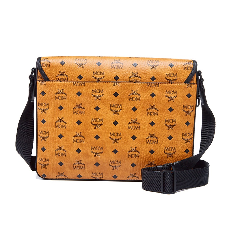 商品[国内直发] MCM|男士Klassik Visetos干邑色人造革配牛皮革中号单肩斜挎邮差包礼物送男友 MMMCAKK02CO001,价格¥2658,第3张图片详细描述