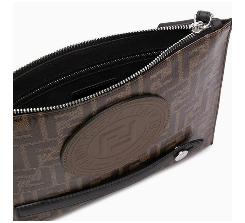 商品[国内直发] Fendi|Fendi 芬迪 男士棕色牛皮复古logo印花手拿包 7VA437-A5K4-F14TW,价格¥5272,第8张图片详细描述