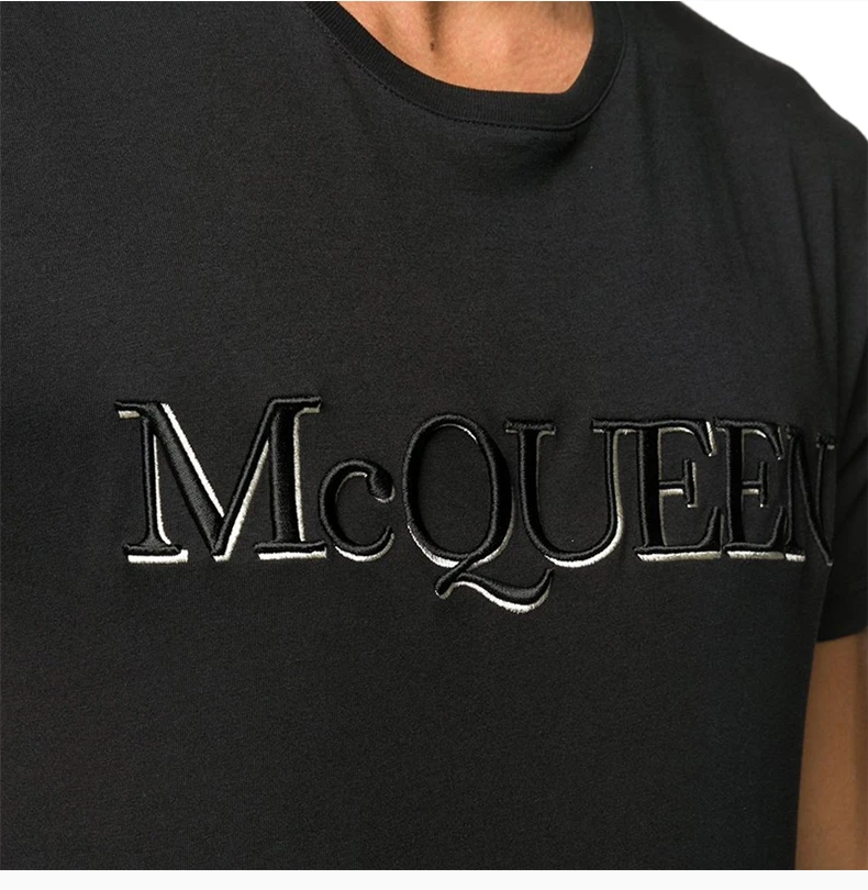 商品Alexander McQueen|ALEXANDER MCQUEEN 亚历山大·麦昆 男士黑色棉质T恤 649876-QQZ56-0901,价格¥906,第5张图片详细描述