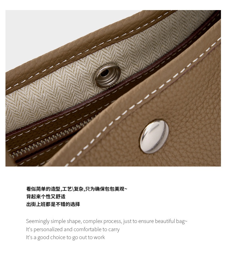 商品[国内直发] GLENVINTEN|格岚云顿2023新款真皮女包单肩斜跨托特包百搭花园包手提大包购物袋水桶包,价格¥443,第30张图片详细描述