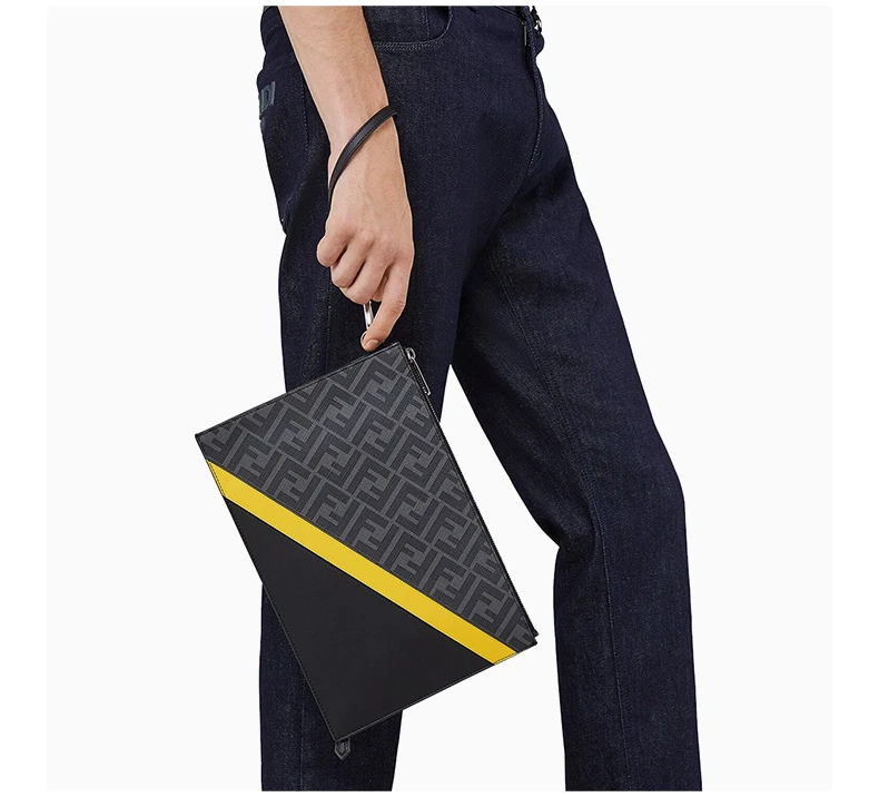 商品[国内直发] Fendi|FENDI 男士黑/黄色手拿包 7N0110-A9XS-F0R2A,价格¥5280,第7张图片详细描述