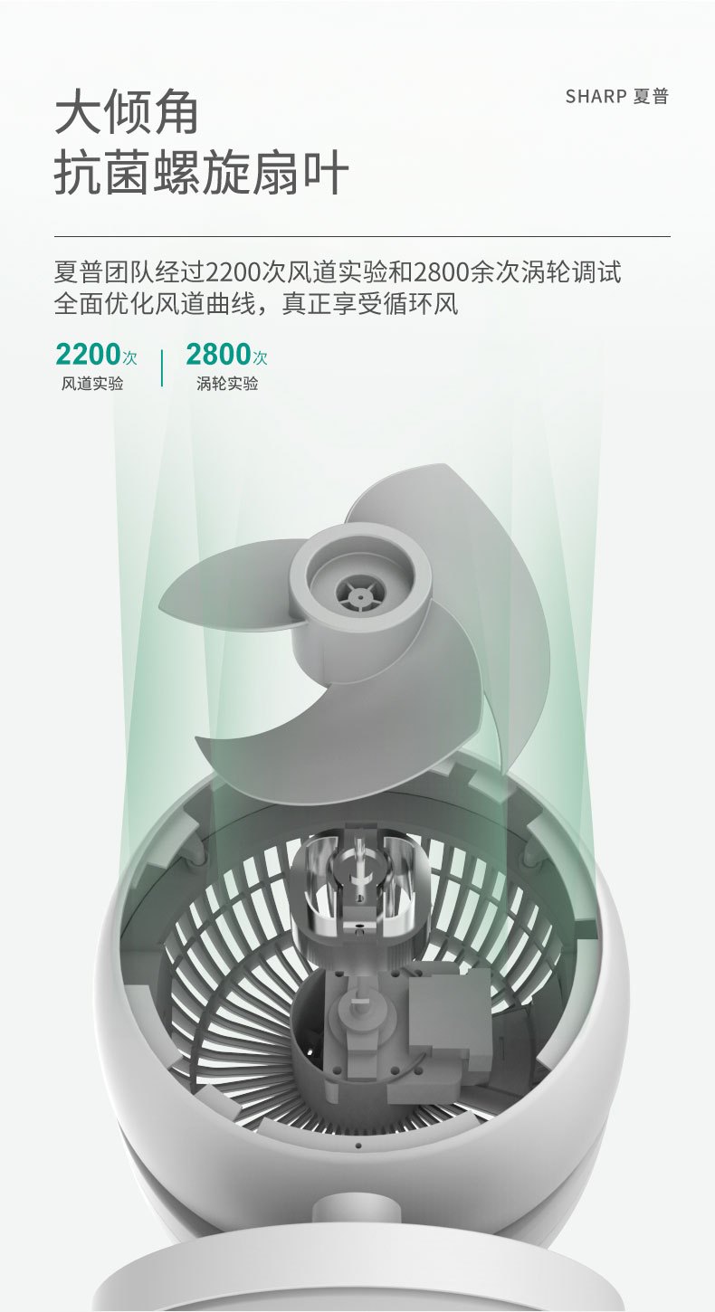 商品[国内直发] SHARP|夏普 （SHARP）台扇空气循环扇电风扇家用涡型风换气扇广角远距送风循环扇轻音风扇PJ-CA200B 白灰（SIAA认证材料+香薰驱蚊）,价格¥193,第3张图片详细描述