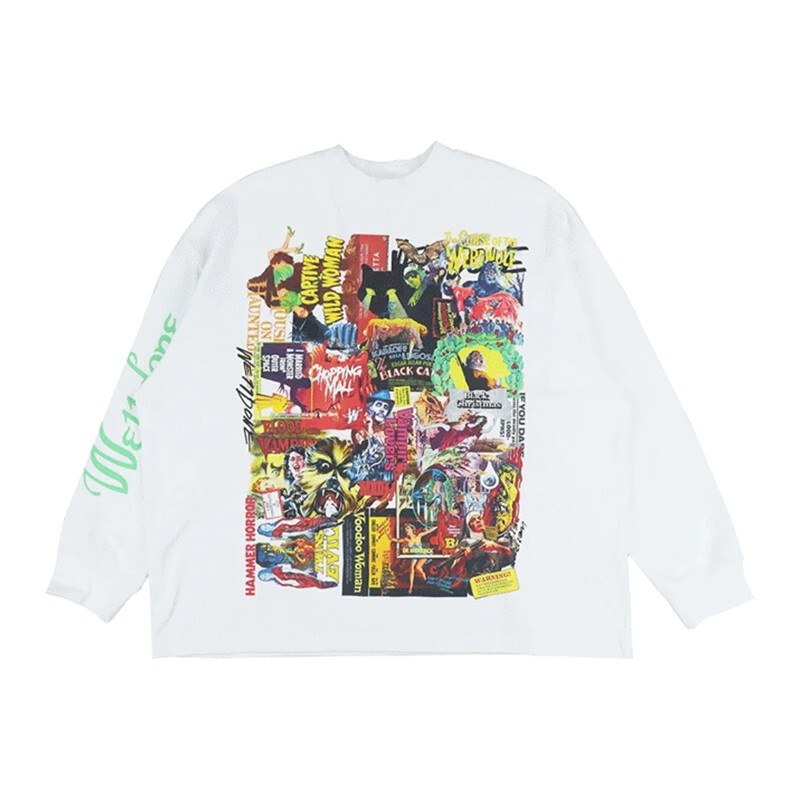 商品[国内直发] We11done|(杨幂同款）WE11DONE涂鸦海报印花套头卫衣送礼推荐 男女同款 白色 WDTP420728U-WH-S,价格¥1317,第1张图片详细描述
