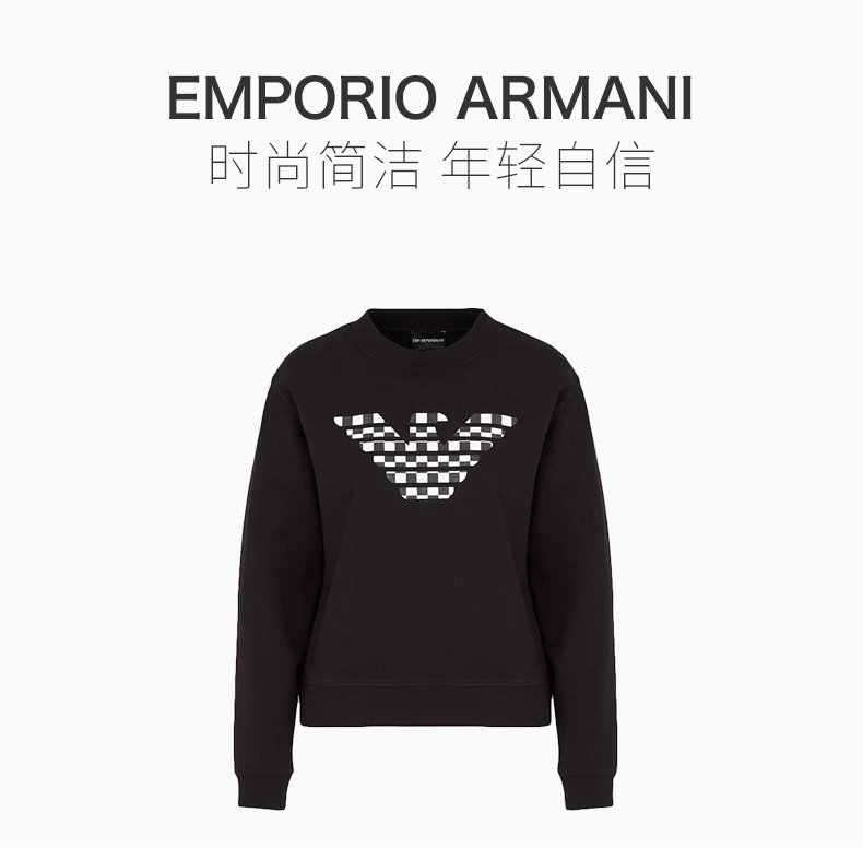 商品Emporio Armani|EMPORIO ARMANI 女士黑色logo套头卫衣 6H2M8Z-2J49Z-0999,价格¥727,第3张图片详细描述