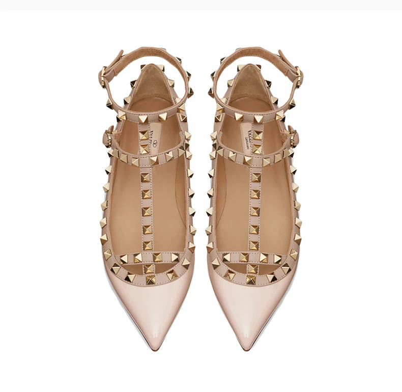 商品[国内直发] Valentino|VALENTINO 女士春夏漆皮系带铆钉平底鞋 TW2S0376-VNW-20L,价格¥5617,第8张图片详细描述