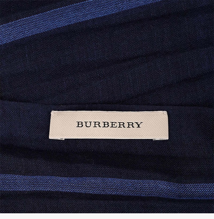 商品[国内直发] Burberry|Burberry 巴宝莉 女士深蓝色羊毛格纹围巾 3931670-深蓝色,价格¥2555,第4张图片详细描述