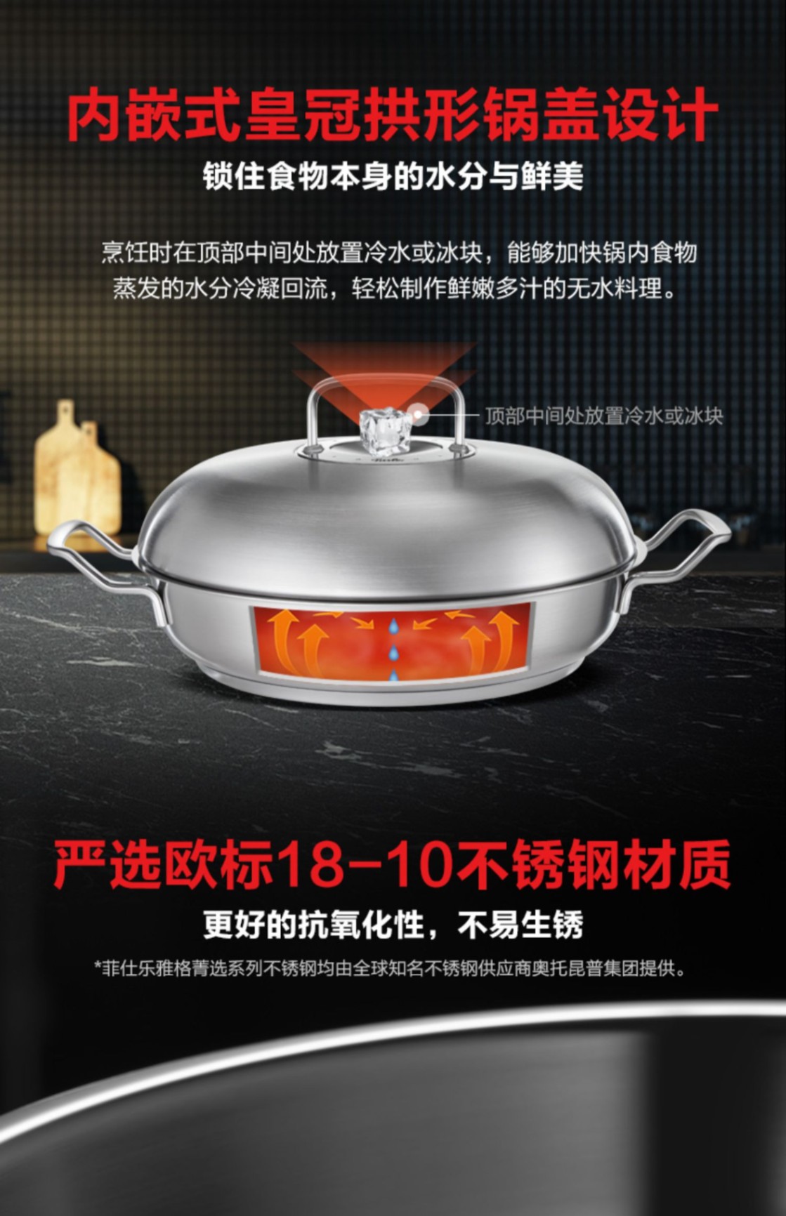 商品[国内直发] Fissler|雅格菁选进口不锈钢带盖中式单柄炒锅30cm-084888300000 ,价格¥1681,第9张图片详细描述