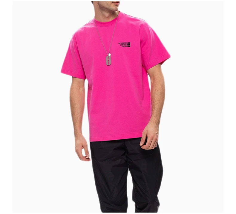 商品Vetements|VETEMENTS 女士粉红色黑色字母徽标圆领短袖T恤 UE51TR720P-HOTPINK,价格¥1122,第6张图片详细描述