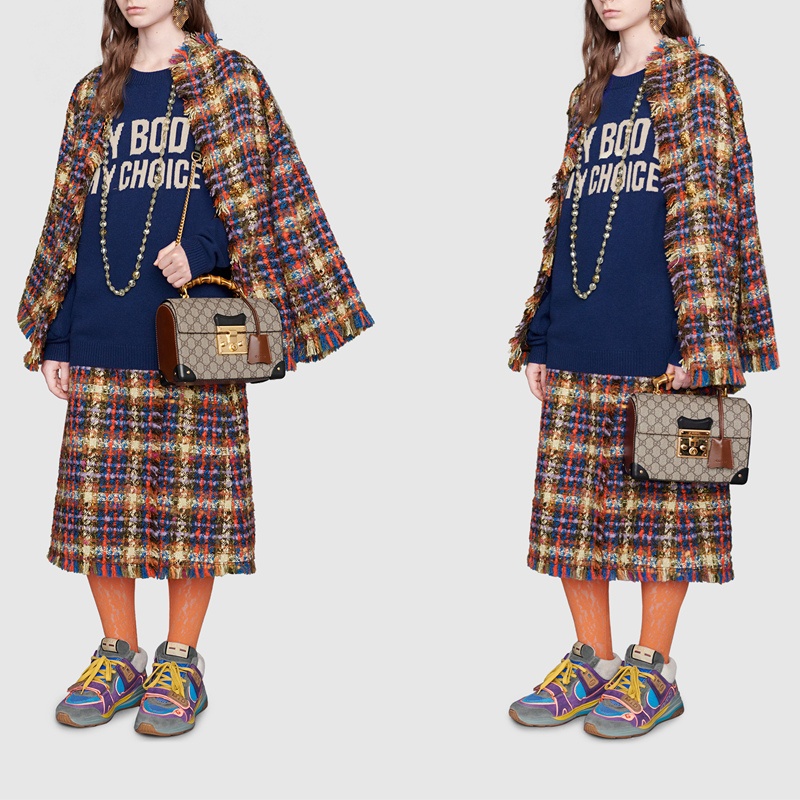 商品Gucci|GUCCI/古驰 20 Padlock系列GG帆布小号竹节手提单肩包 6032219U8YG9861,价格¥17297,第6张图片详细描述