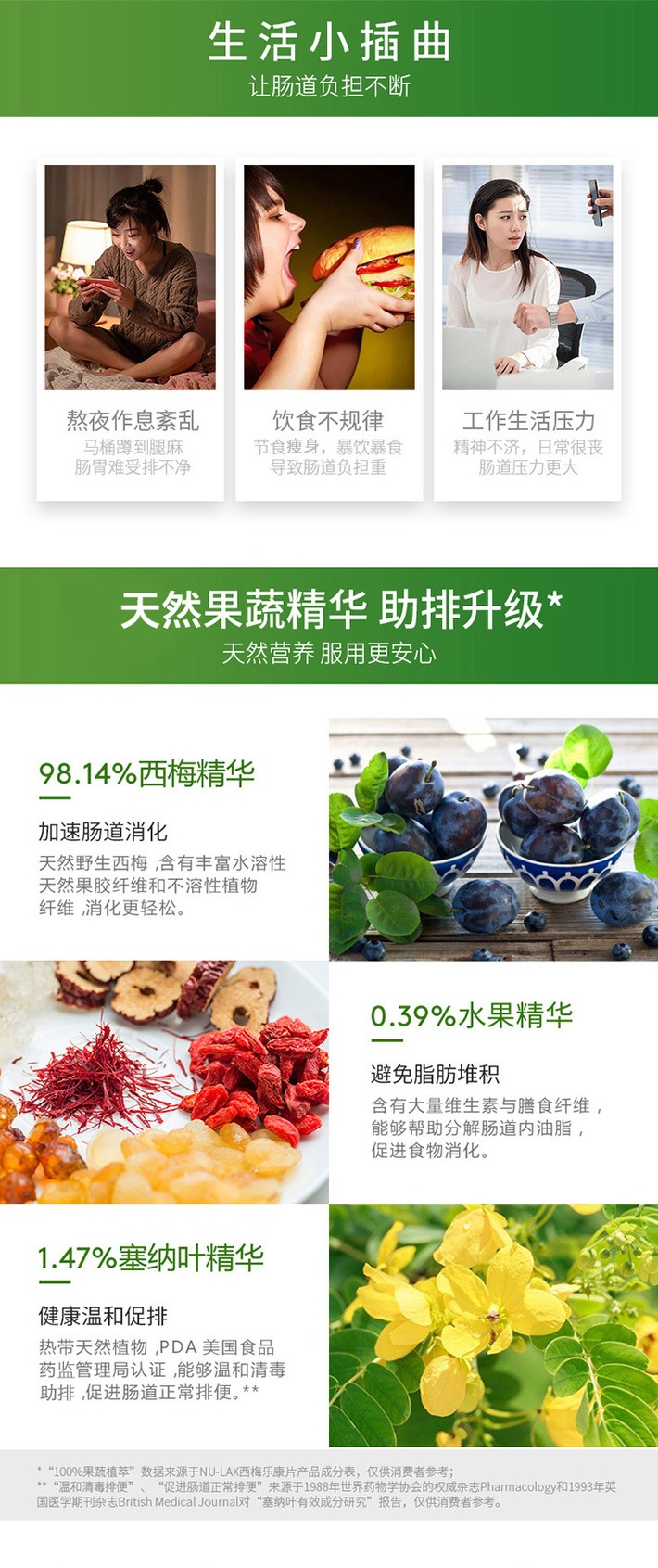 商品NU-Lax|NU-LAX 西梅乐康片加强版 清肠道 40片/瓶*3瓶,价格¥182,第2张图片详细描述