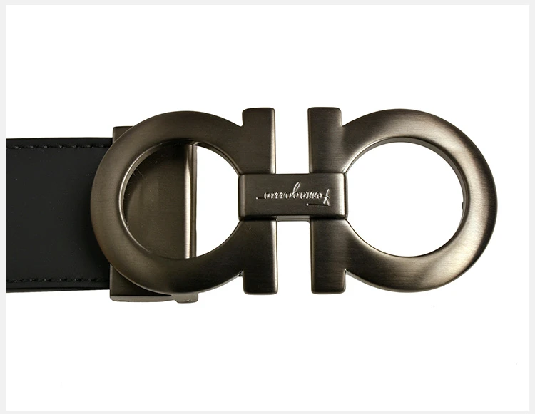 商品Salvatore Ferragamo|Salvatore Ferragamo 菲拉格慕 男士双面黑色咖啡色皮革板扣式双扣皮带 67-5542-14-CALF-NERO【包装随机，部分无包装盒】,价格¥2995,第4张图片详细描述