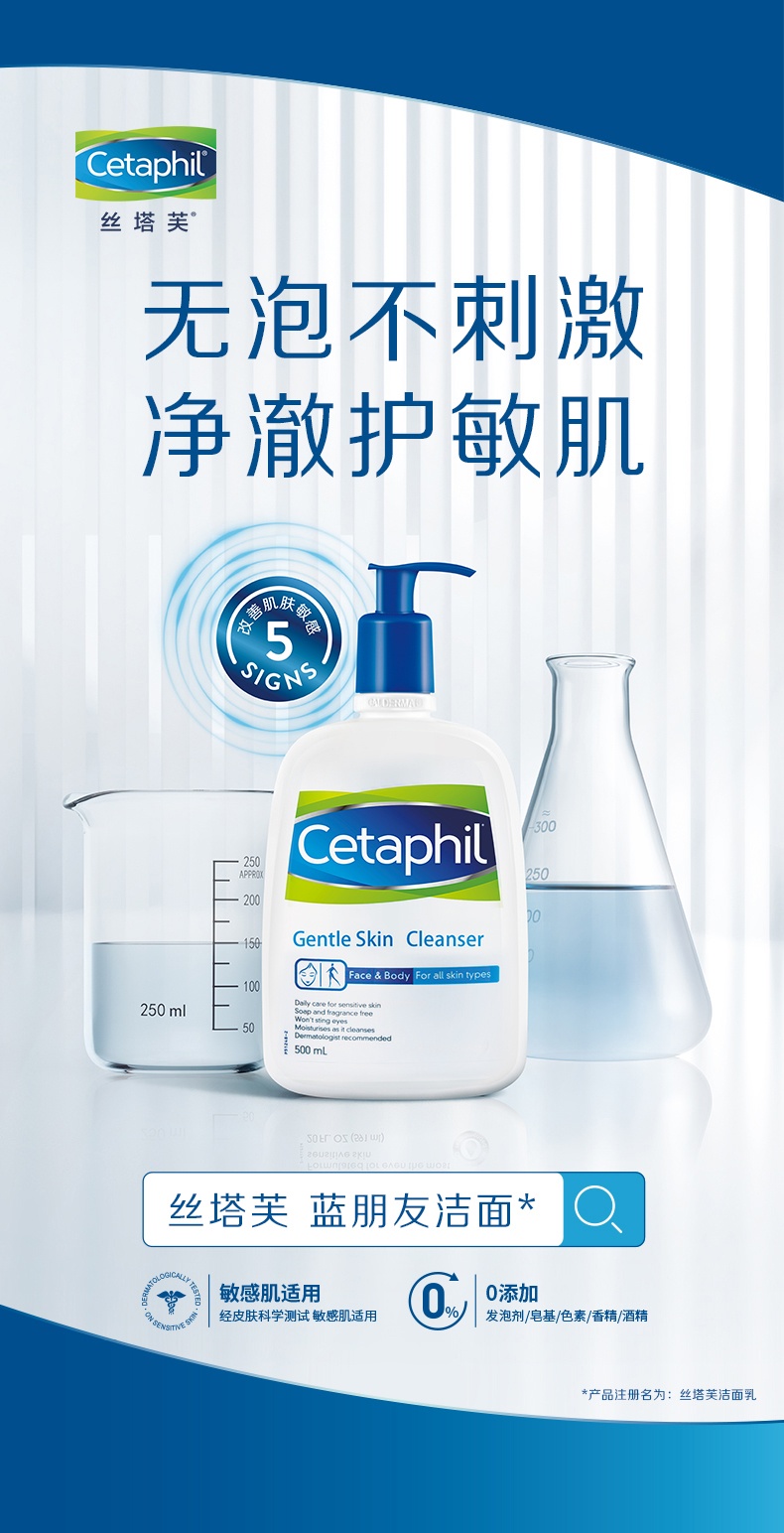 商品Cetaphil|Cetaphil丝塔芙洗面奶控油深层清洁毛孔女士洁面乳温和卸妆500ml,价格¥134,第1张图片详细描述