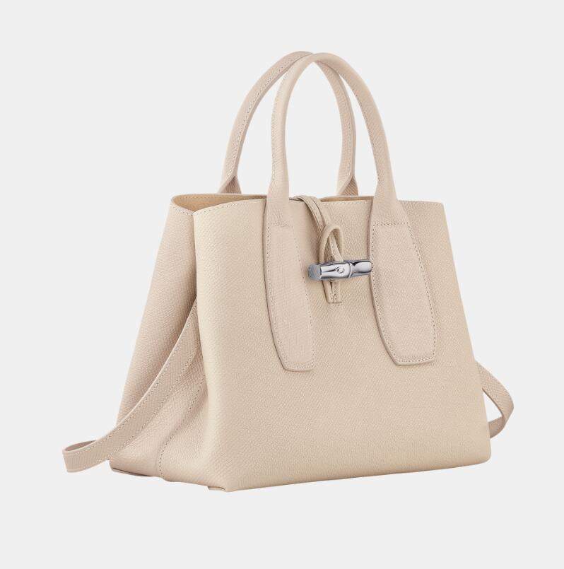 商品[国内直发] Longchamp|珑骧女士ROSEAU系列30中号牛皮革竹节扣可拆卸肩带手提单肩斜挎包比格包灰色棕色黑色10058 HPN ,价格¥3755,第12张图片详细描述