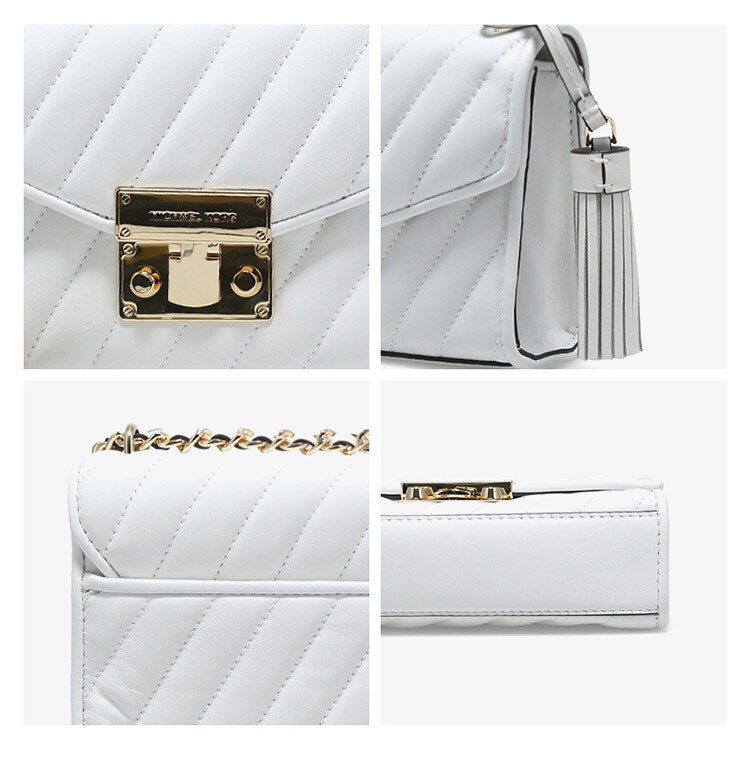 商品Michael Kors|Michael Kors 奥莱 PVC配皮女士单肩斜挎包 35T0GXOC1T-OPTIC-WHITE 送礼好物,价格¥1057,第7张图片详细描述