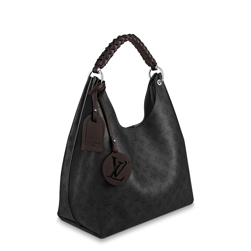 商品Louis Vuitton|预售10天 Louis Vuitton/路易威登 22春夏新款CARMEL系列 女士黑色老花穿孔小牛皮饰可拆卸吊饰银扣单肩手提hobo流浪包M52950,价格¥34192,第3张图片详细描述