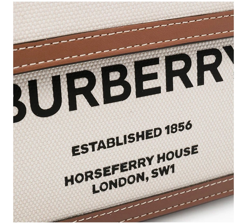 商品[国内直发] Burberry|BURBERRY 博柏利 迷你双色帆布拼皮革口袋包 拼色女士斜挎包 8039361,价格¥8387,第7张图片详细描述