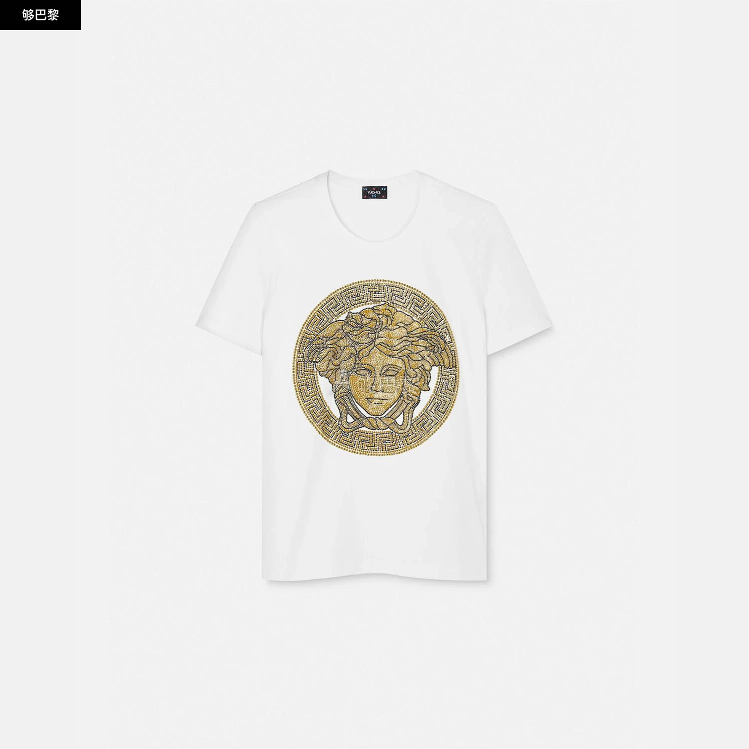 商品Versace|【预售】 范思哲 25春夏 女士 短袖T恤 水晶La Medusa T恤 1011741-1A08607_2W110 ,价格¥11316,第3张图片详细描述