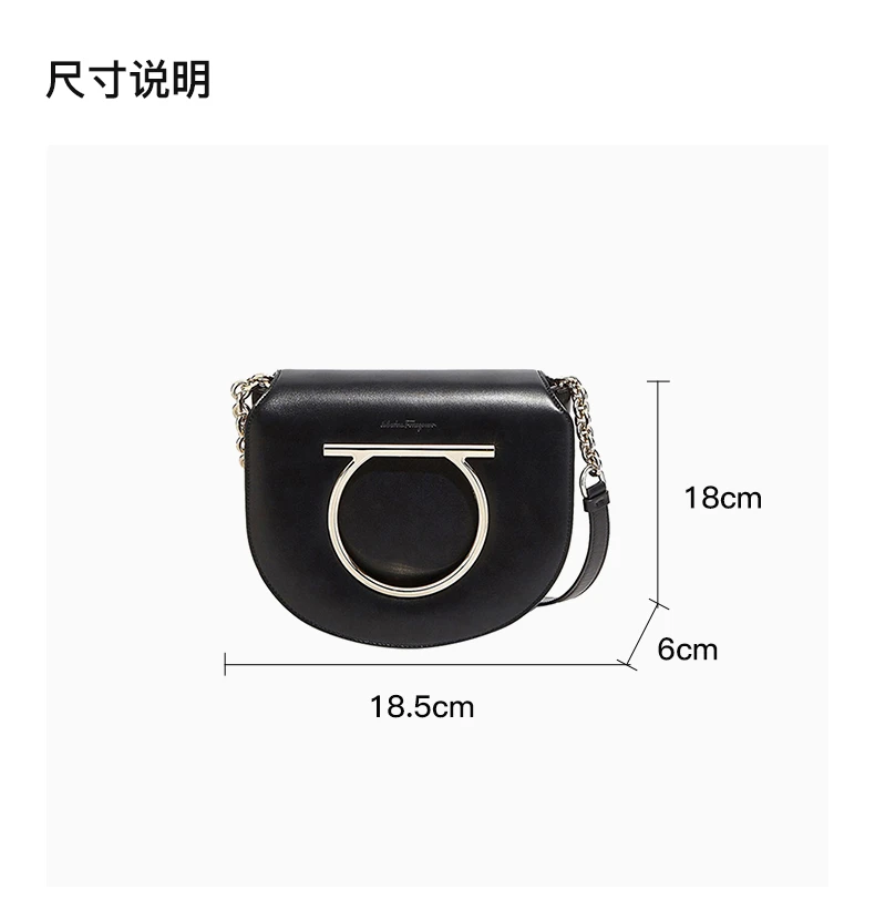 商品[国内直发] Salvatore Ferragamo|Salvatore Ferragamo 菲拉格慕 女士黑色牛皮单肩斜挎包 21-G998-691246,价格¥6150,第3张图片详细描述