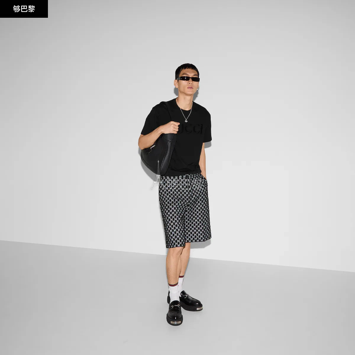 商品Gucci|【预售】 古驰 25春夏 男士 短袖T恤 刺绣针织棉T恤 796395 XJG5E 1043,价格¥5810,第3张图片详细描述
