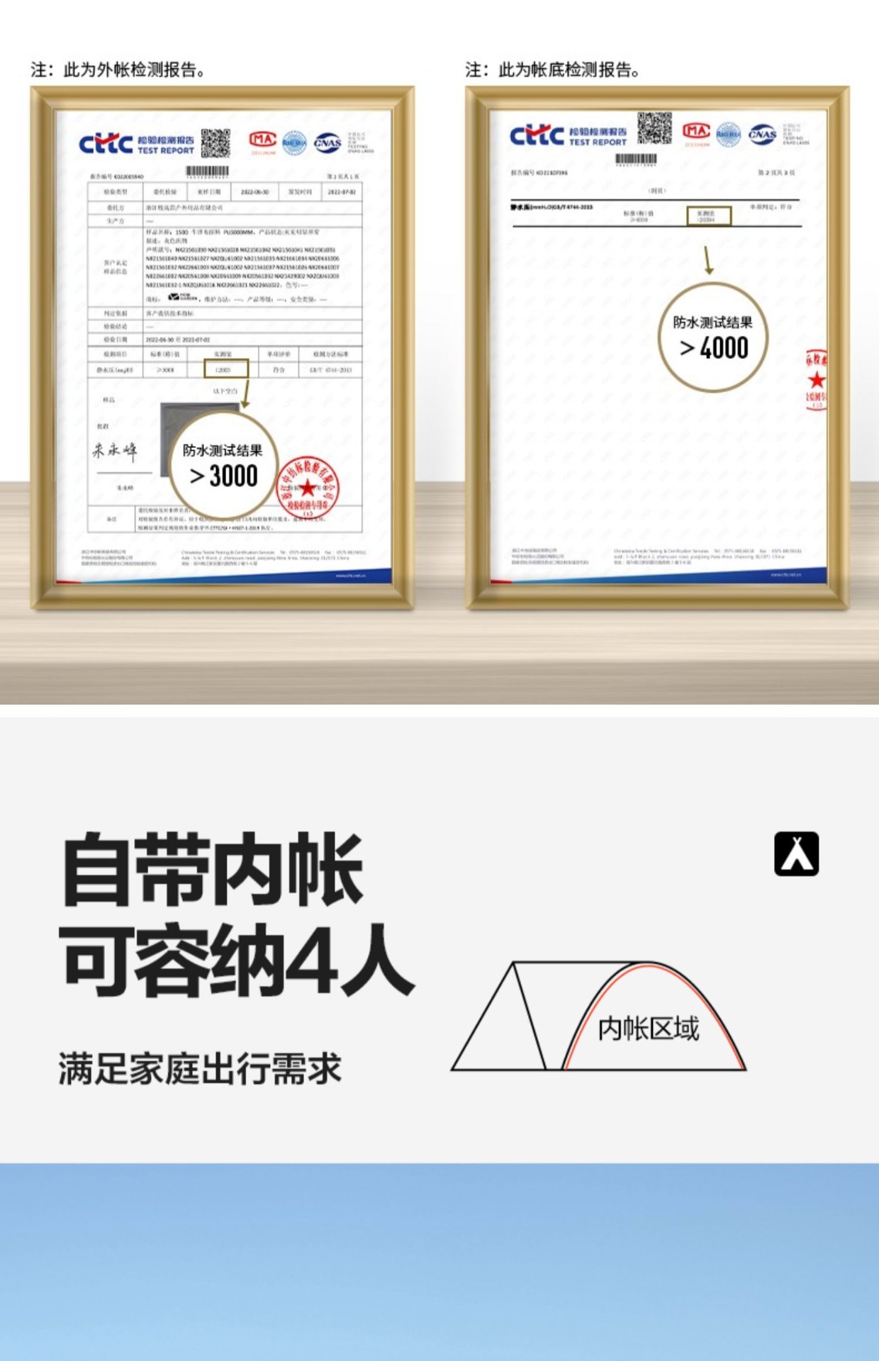 商品[国内直发] MobiGarden|帐篷户外露营家庭3-4人防风防雨大空间冬季野餐四季帐后室,价格¥2004,第21张图片详细描述