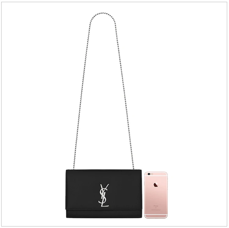 商品[国内直发] Yves Saint Laurent|YSL 圣罗兰 女士经典中号黑色粒纹牛皮金属logo单肩斜挎包 364021-BOW0N-1000,价格¥17142,第3张图片详细描述