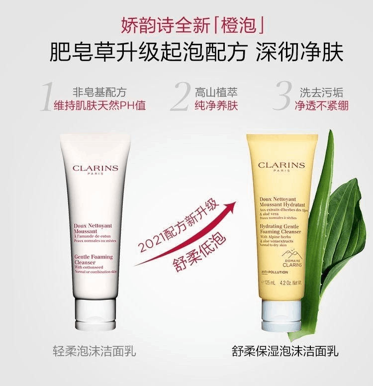 商品Clarins|Clarins娇韵诗 舒柔温和泡沫洁面乳 棉花籽洗面奶 125ml,价格¥156,第2张图片详细描述