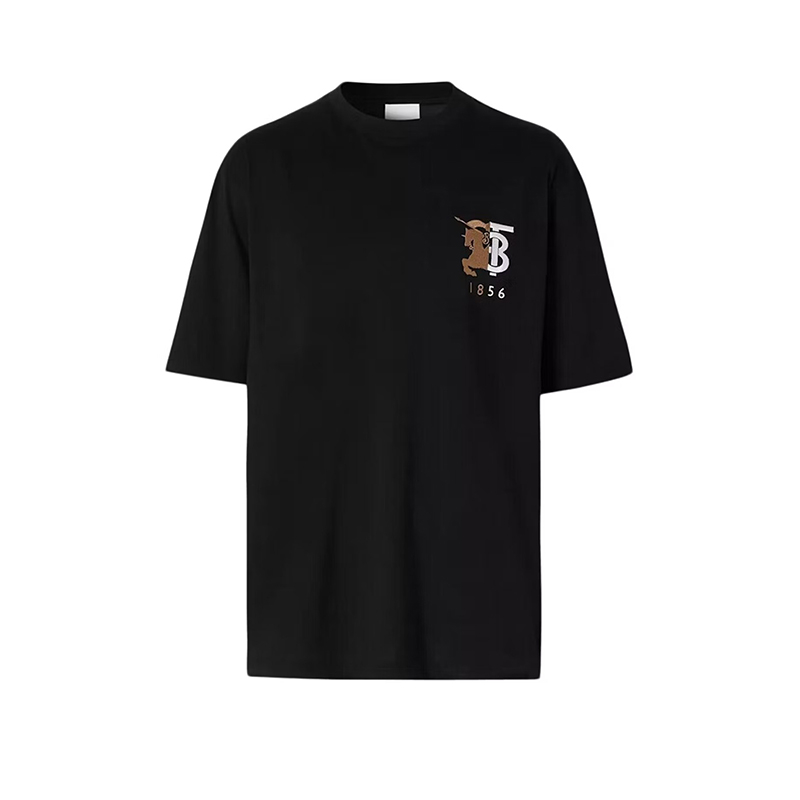 商品Burberry|BURBERRY/博柏利 男士黑色棉质圆领短袖T恤 80768461,价格¥1428,第2张图片详细描述