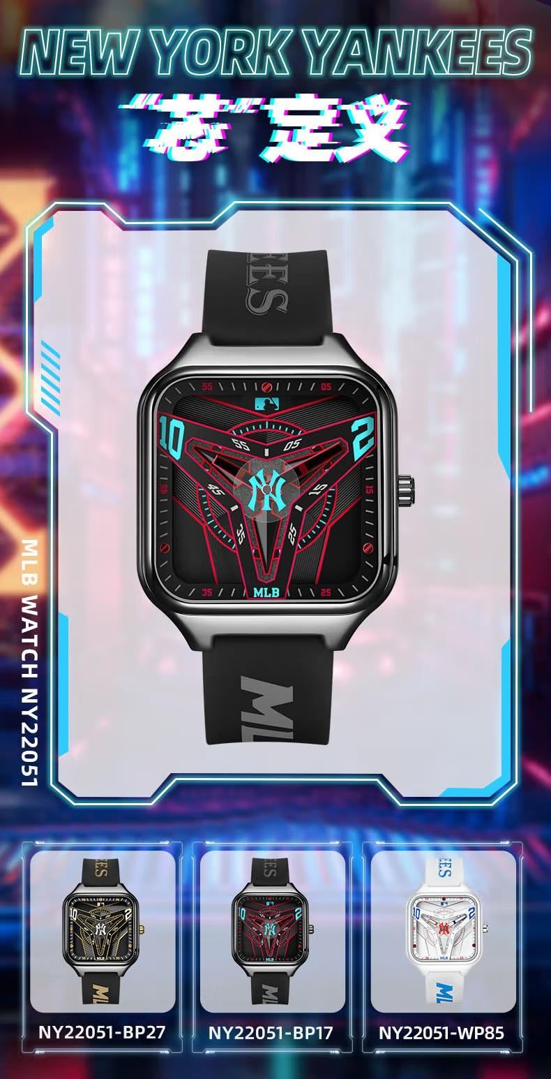 商品[国内直发] MLB|潮流时尚情侣硅胶防水男女学生石英表MLB-NY22051-BP17,价格¥302,第4张图片详细描述