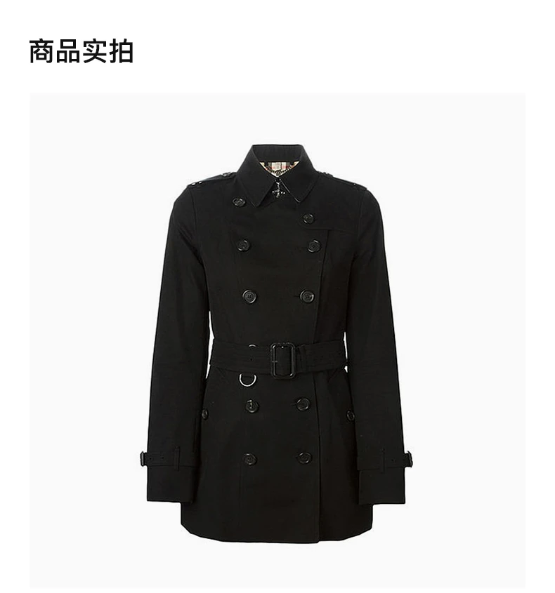 商品[国内直发] Burberry|BURBERRY 黑色女士风衣 3900450,价格¥11841,第4张图片详细描述