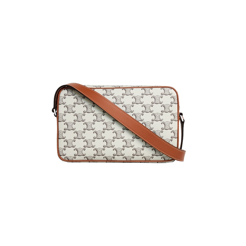 商品Celine|赛琳 23新款 男士中号棕褐色/米色帆布配皮拉链开合邮差包 ,价格¥9100,第4张图片详细描述