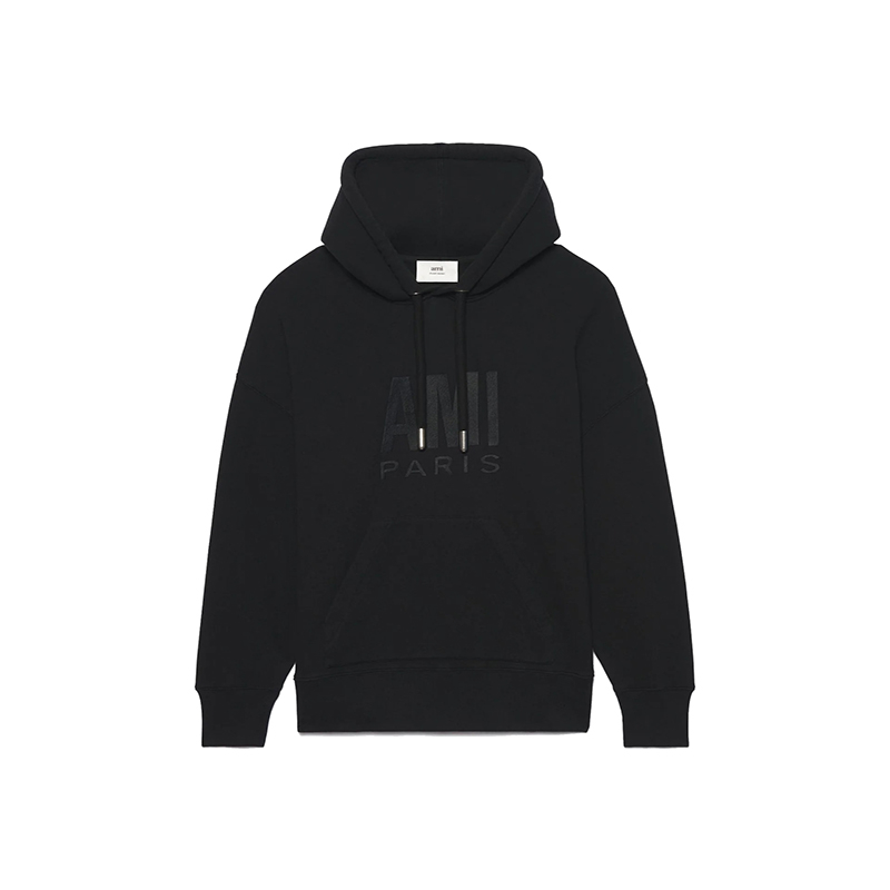 商品AMI|Ami 22年秋冬新款 男士黑色系刺绣大LOGO连帽卫衣USW203.731001,价格¥2919,第5张图片详细描述