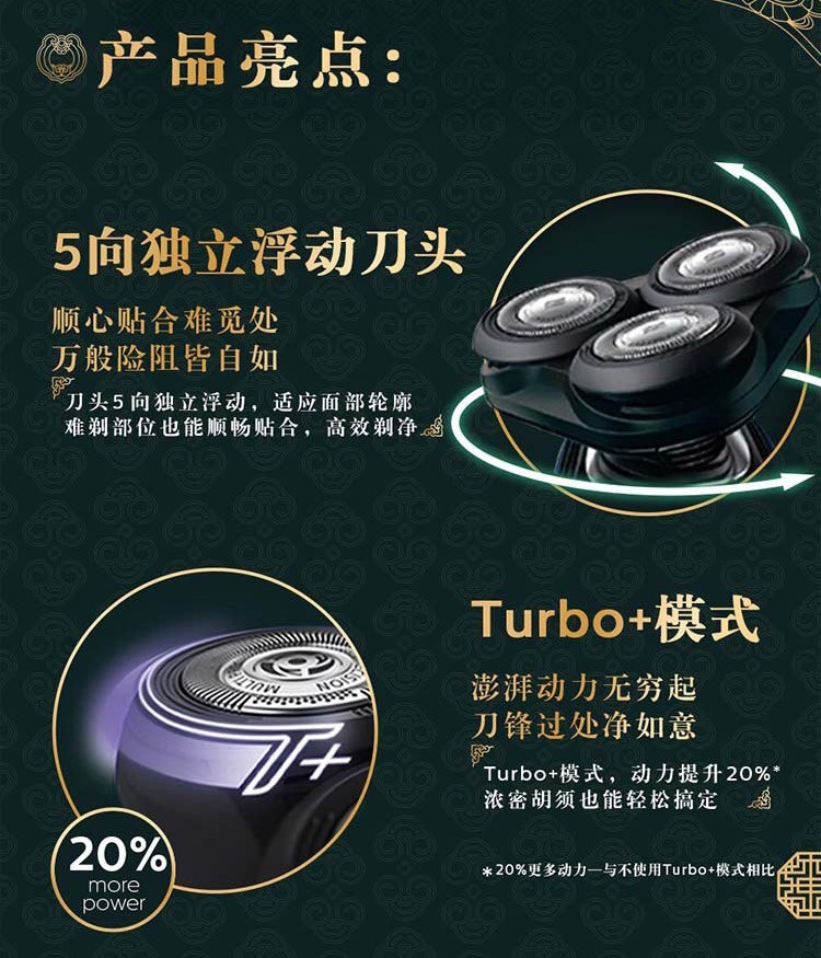 商品[国内直发] Philips|飞利浦S5688 电动剃须刀 故宫文化男士刮胡刀 全身水洗胡须刀礼盒,价格¥1725,第7张图片详细描述