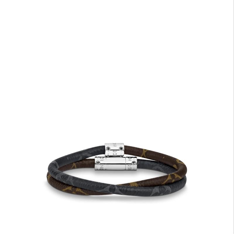 商品Louis Vuitton|LV/路易威登 男士棕色/黑色帆布/皮革手链,价格¥2848,第2张图片详细描述