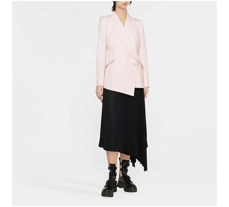 商品[国内直发] Alexander McQueen|ALEXANDER MCQUEEN 女士粉色巴拉提亚羊毛垂坠下摆夹克 708833-QJAAC-9066,价格¥7686,第5张图片详细描述