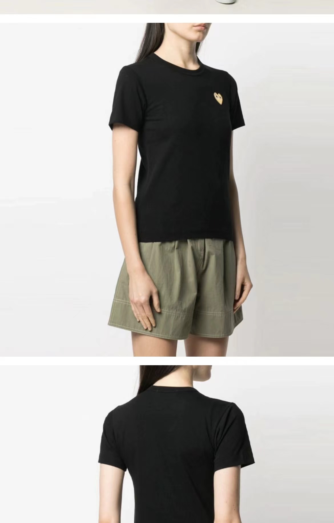 商品Comme des Garcons|爱心刺绣小标短袖黑AZ-T215-051【澳门疫情延迟发货恢复后澳门仓发出】,价格¥657,第3张图片详细描述